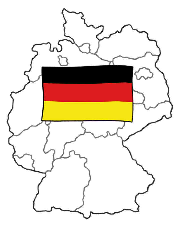 Grafik Deutschlandkarte mit Deutschlandfahne