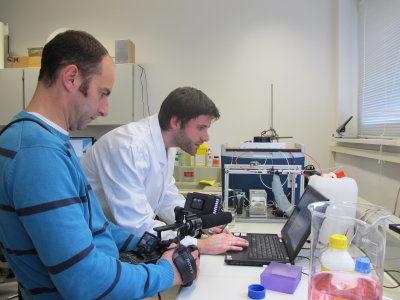 Video shoot of a scientist on the computer 