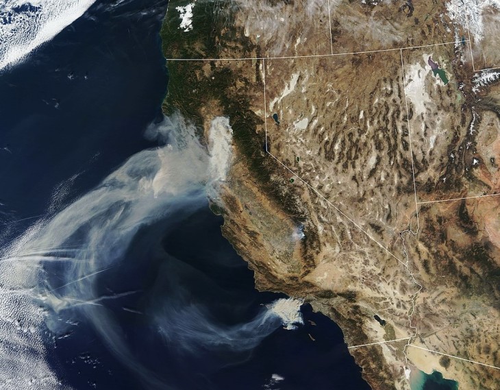 View from space of the forest fires in November 2018