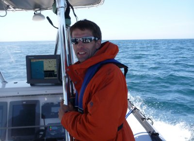 Burkard Baschek on the research boat