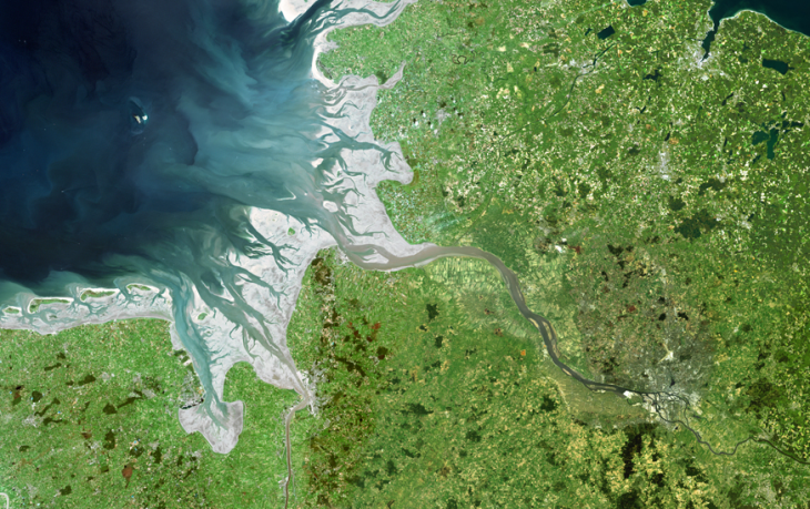 Satellite image of the Elbe estuary 