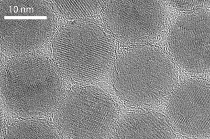 High-resolution transmission electron microscope image of iron oxide nanoparticles